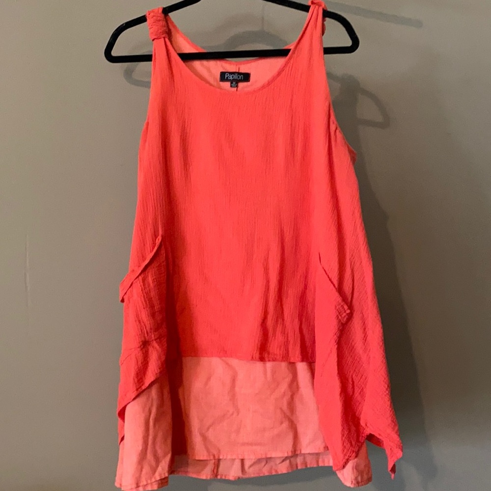 Coral sleeveless tunic